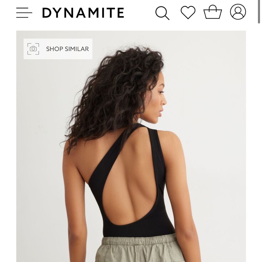 Dynamite Black One-Shoulder Back-Cutout Bodysuit